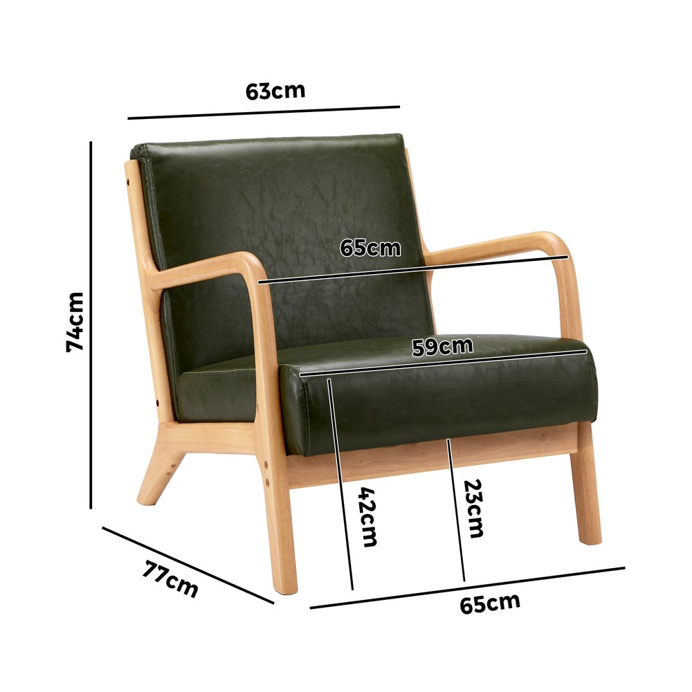 Armchair Lounge Chair Couches Sofa Wood PU Green