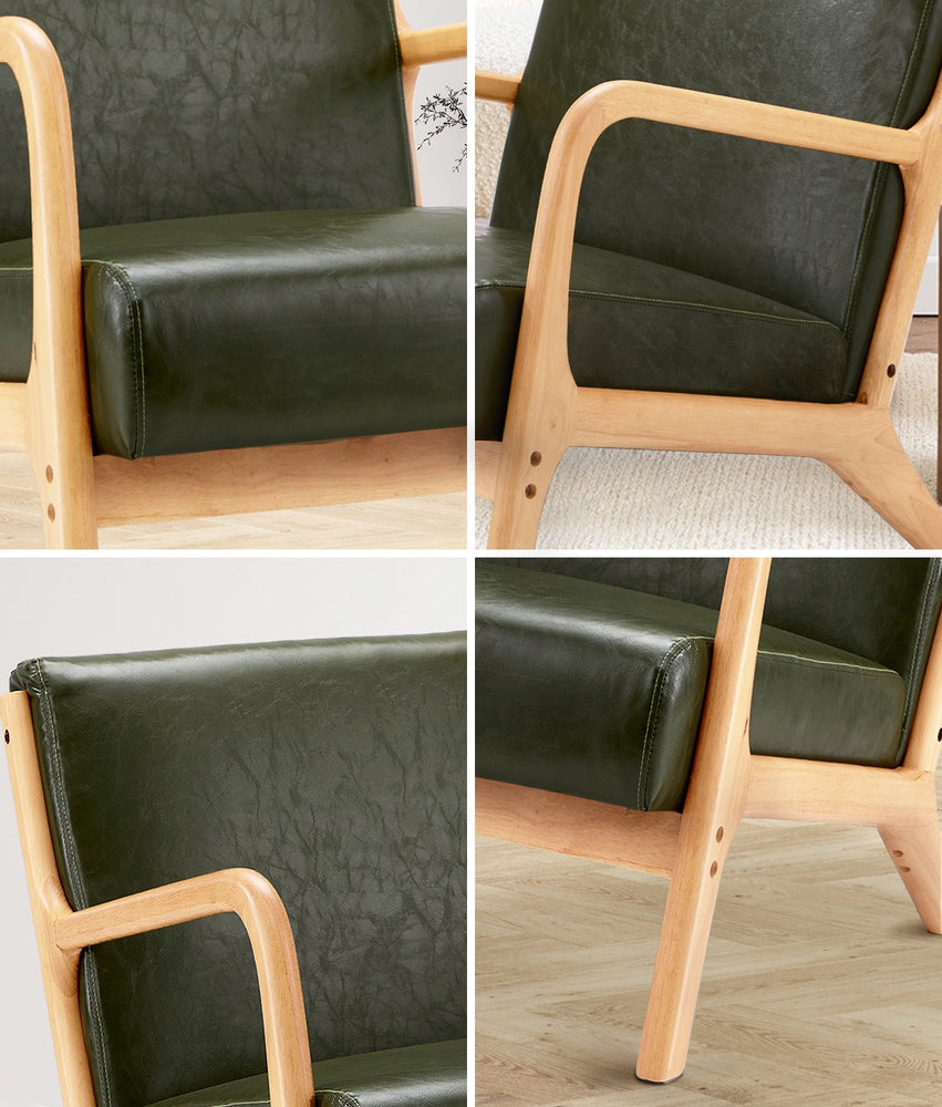 Armchair Lounge Chair Couches Sofa Wood PU Green
