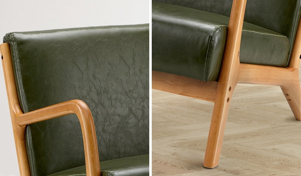 Armchair Lounge Chair Couches Sofa Wood PU Green