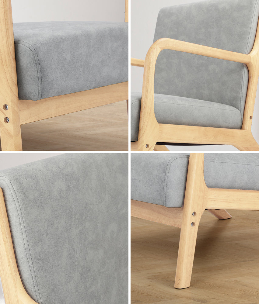 Armchair Lounge Chair Accent Armchairs Couches Sofa Wood Light Grey