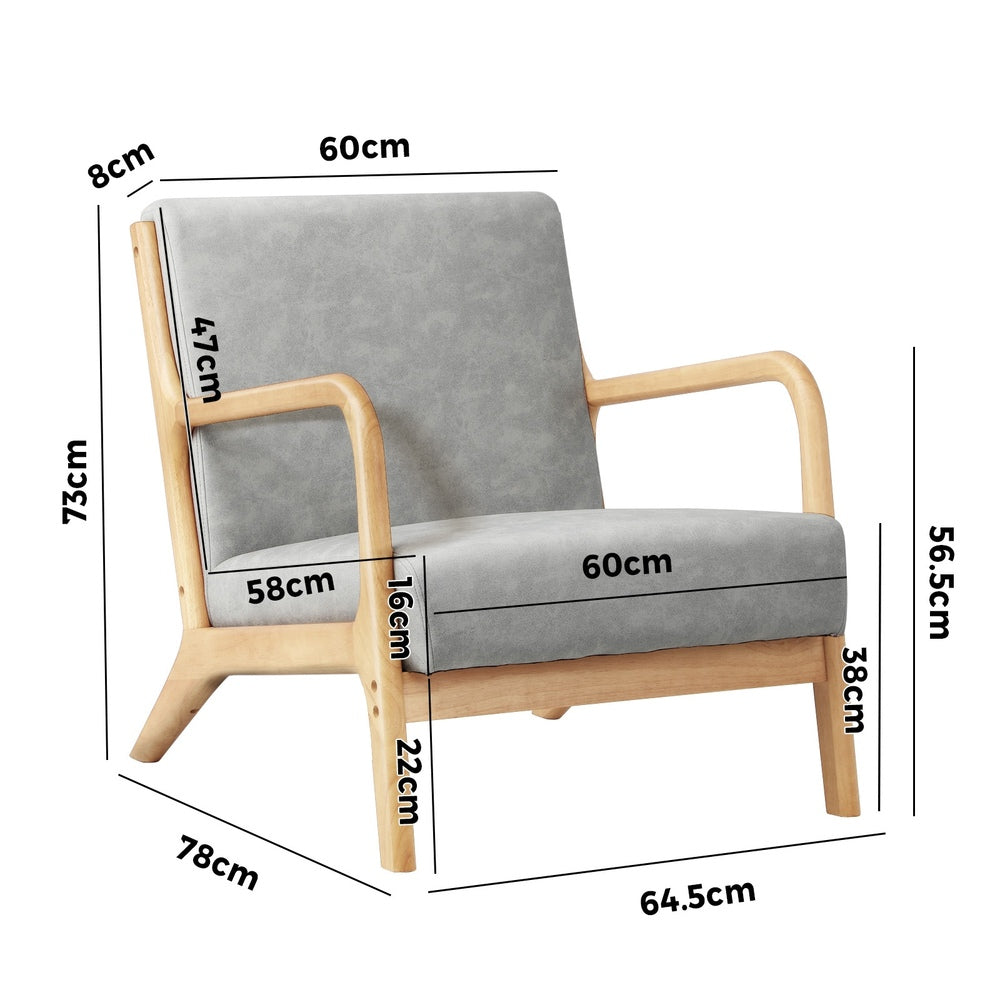 Armchair Lounge Chair Couches Sofa Wood Light Grey