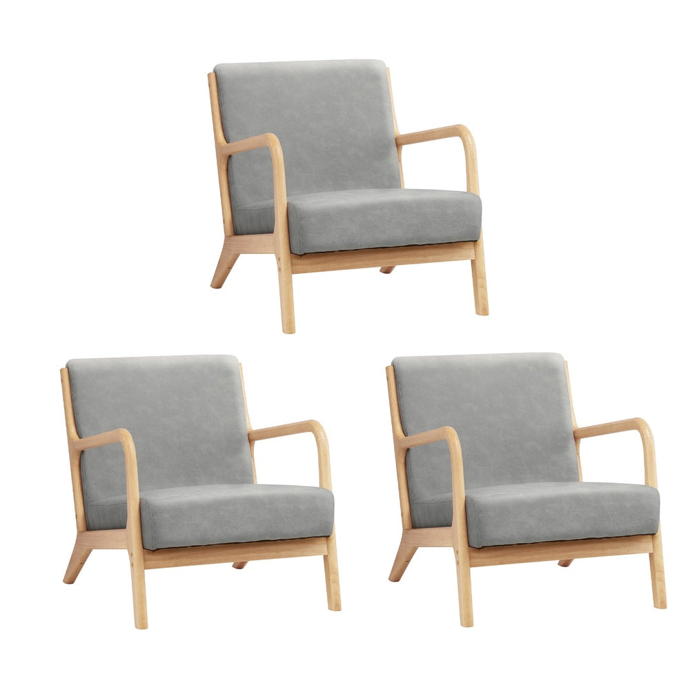 Armchair Lounge Chair Couches Sofa Wood Light Grey