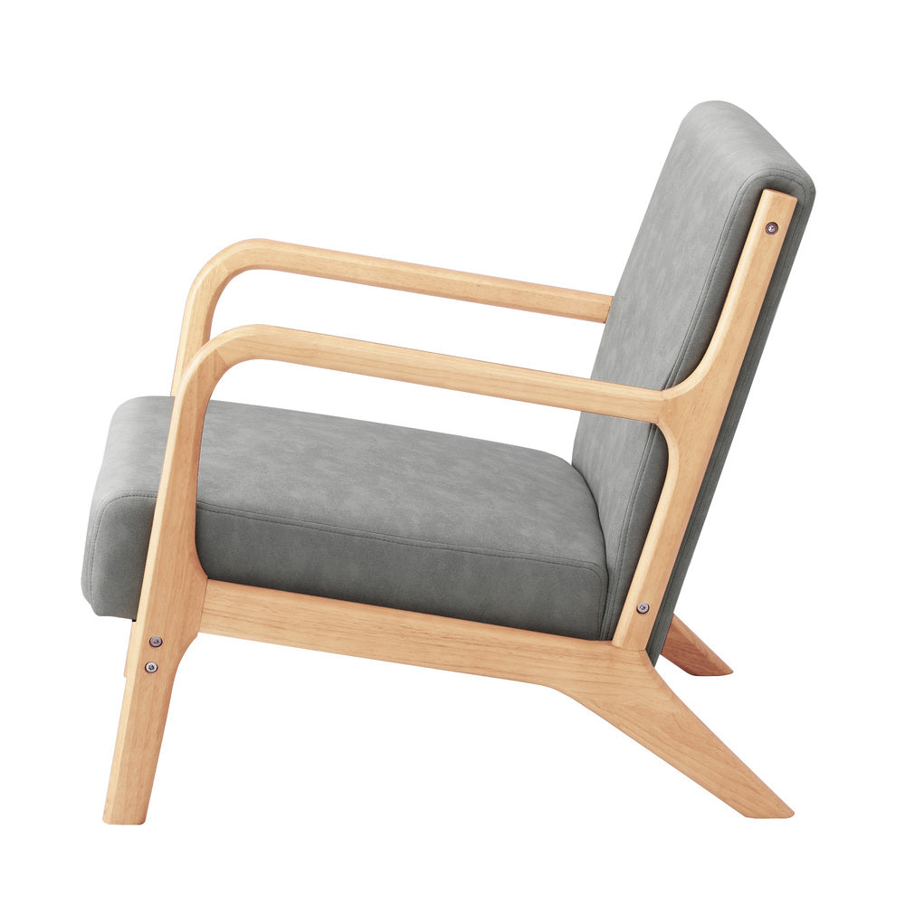 Armchair Lounge Chair Couches Sofa Wood Light Grey