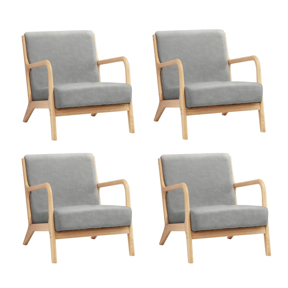 Armchair Lounge Chair Couches Sofa Wood Light Grey