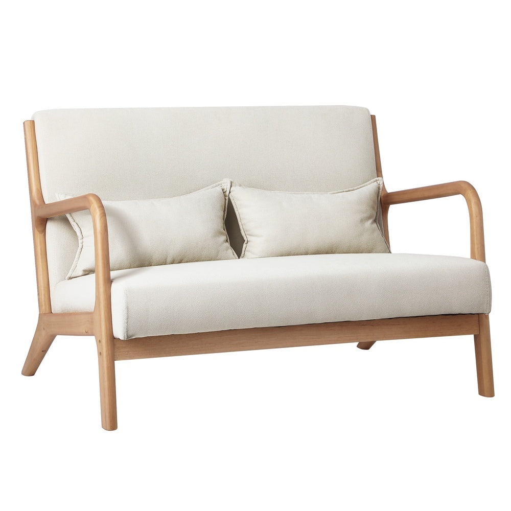 Armchair Lounge Chair Accent Couch Sofa Pillows 2 Seater Fabric Beige