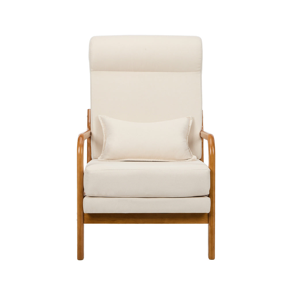 2x Linen Fabric Armchair Lounge Chair With Lumbar Pillow Green/Beige Upholstered Seating