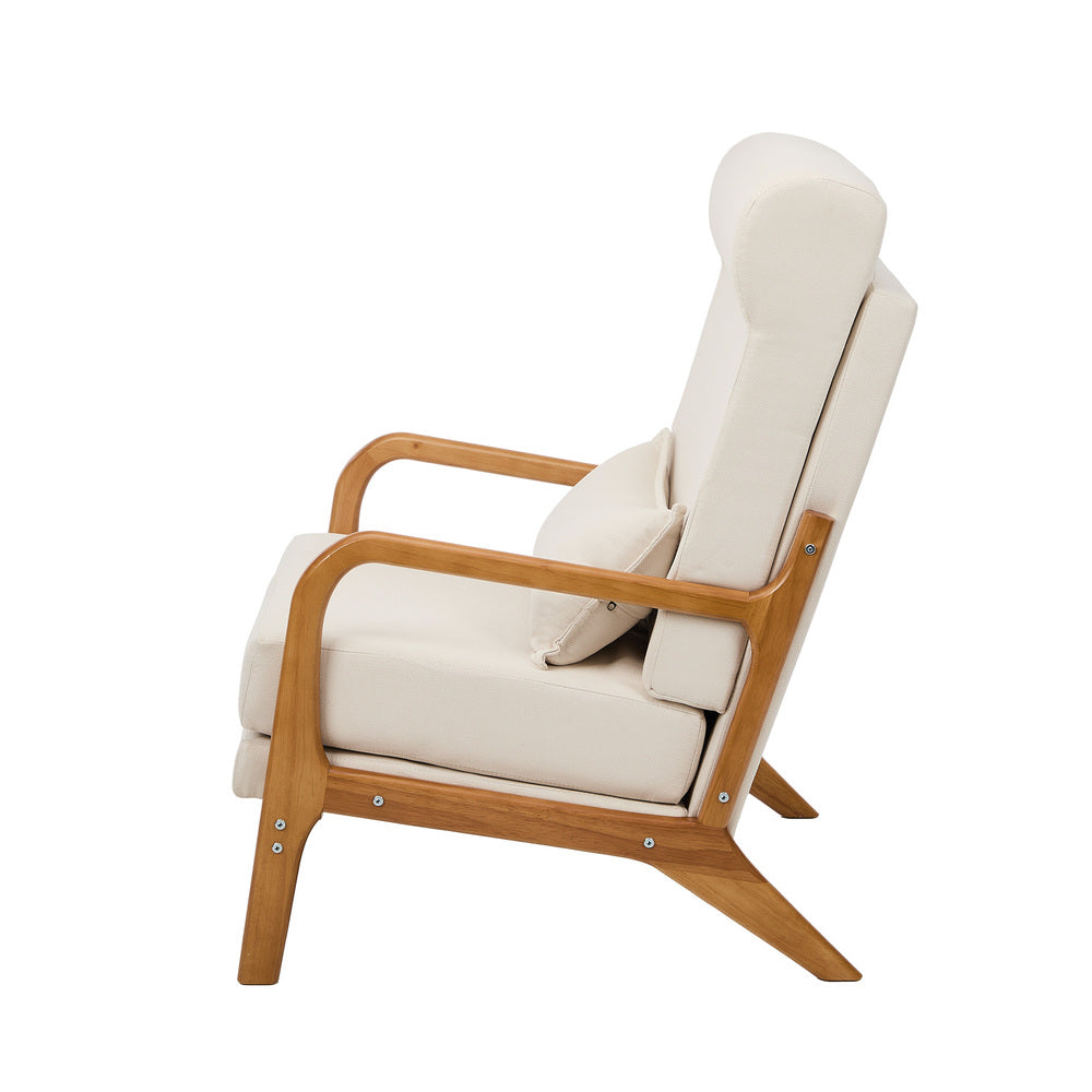 2x Linen Fabric Armchair Lounge Chair With Lumbar Pillow Green/Beige Upholstered Seating