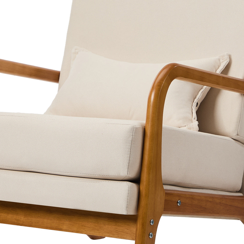 2x Linen Fabric Armchair Lounge Chair With Lumbar Pillow Green/Beige Upholstered Seating