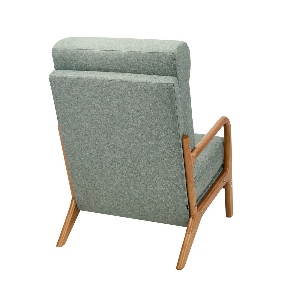 2x Linen Fabric Armchair Lounge Chair With Lumbar Pillow Green/Beige Upholstered Seating