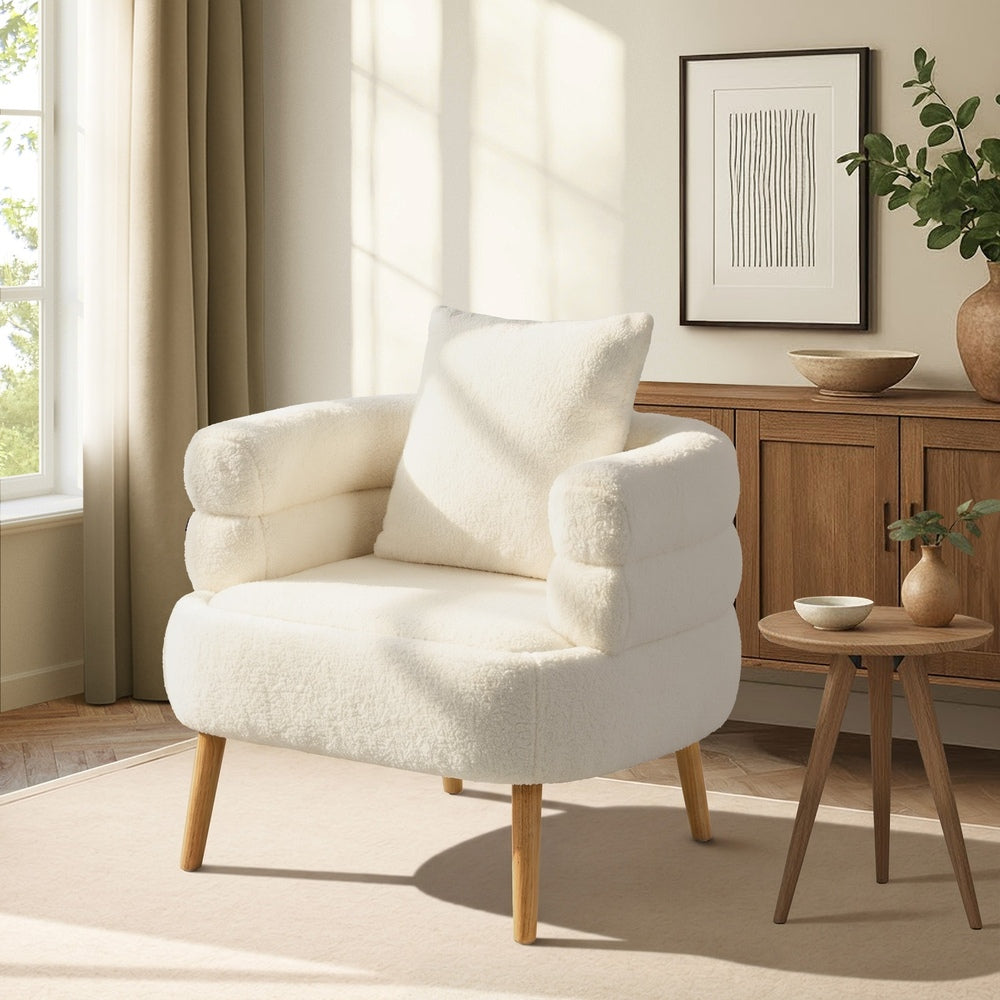 Sherpa Tub Armchair White Accent Chair | Simpledeals
