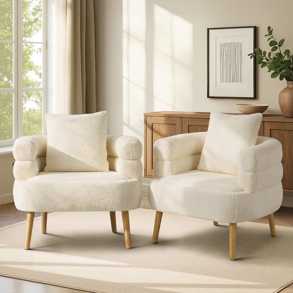Sherpa Tub Armchair White 2-Pack | Simpledeals