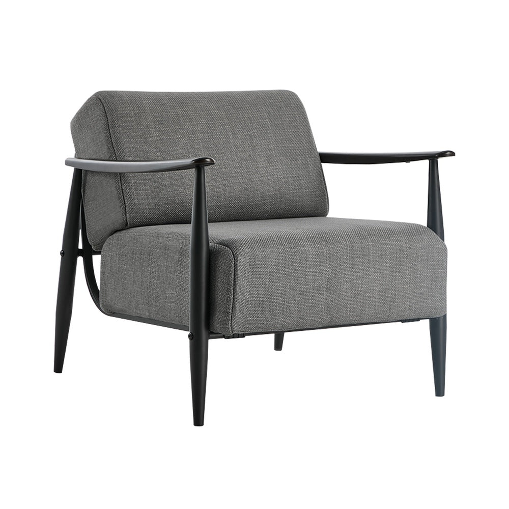 Wooden Armchair Lounge Sofa Fabric Chair Beige/Grey Living Room Seat
