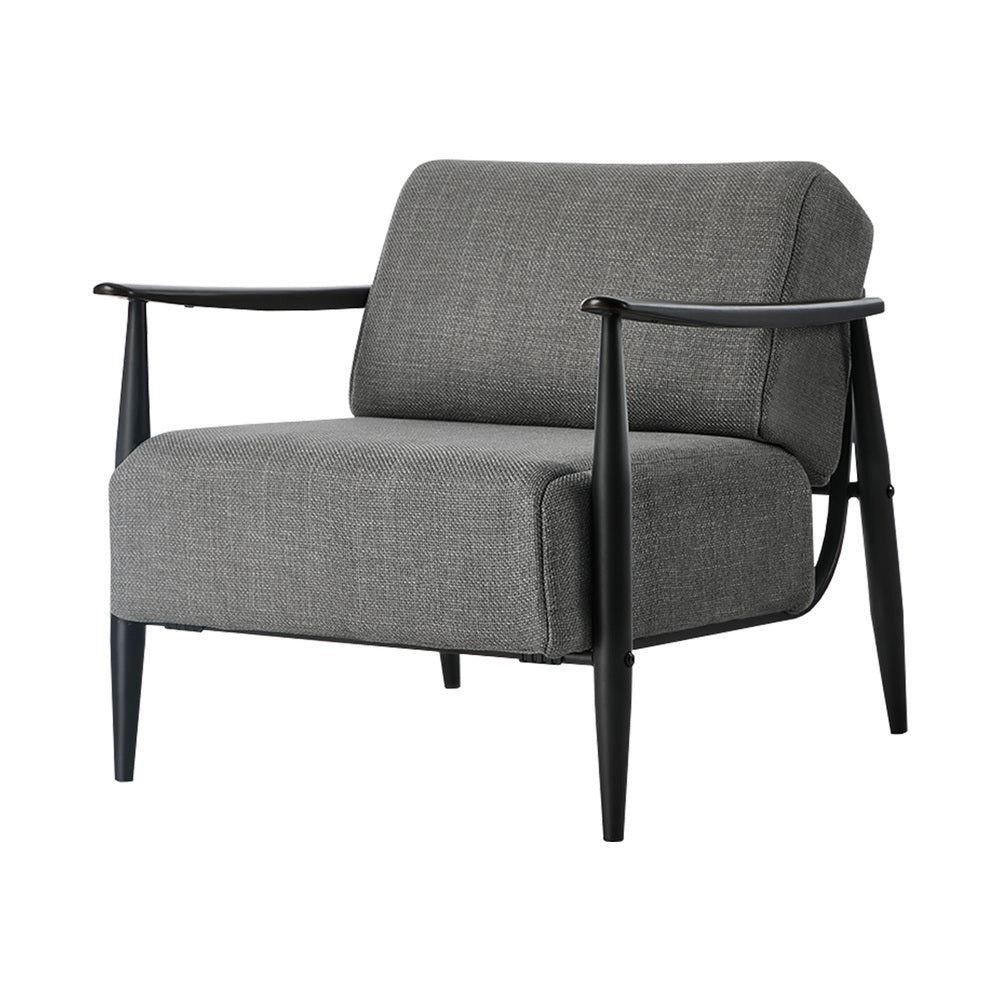 Wooden Armchair Lounge Sofa Fabric Chair Beige/Grey Living Room Seat