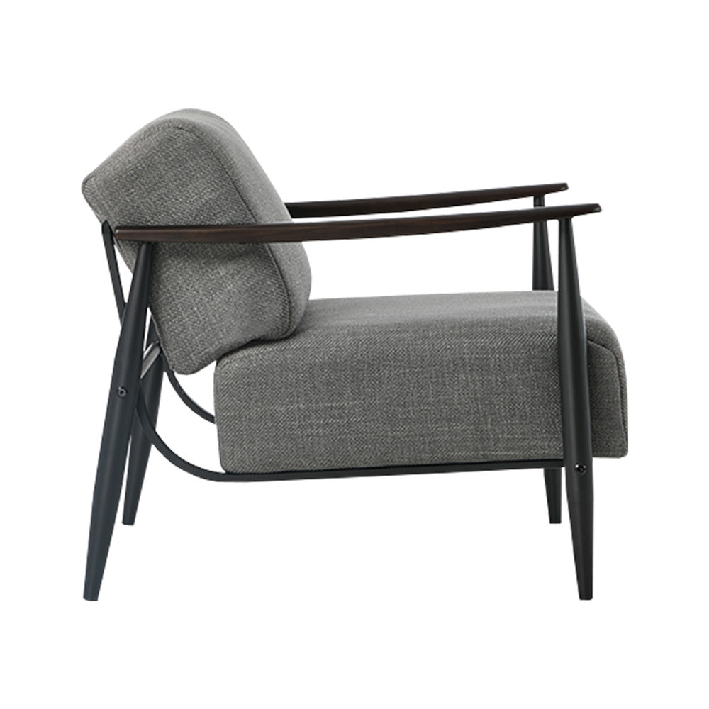 Wooden Armchair Lounge Sofa Fabric Chair Beige/Grey Living Room Seat