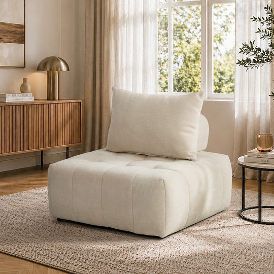 Chenille Floor Sofa Modular Armless Beige - Ach Cube