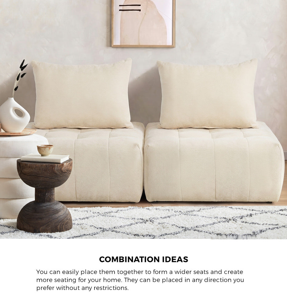 Chenille Floor Sofa Modular Armless Beige | Simpledeals