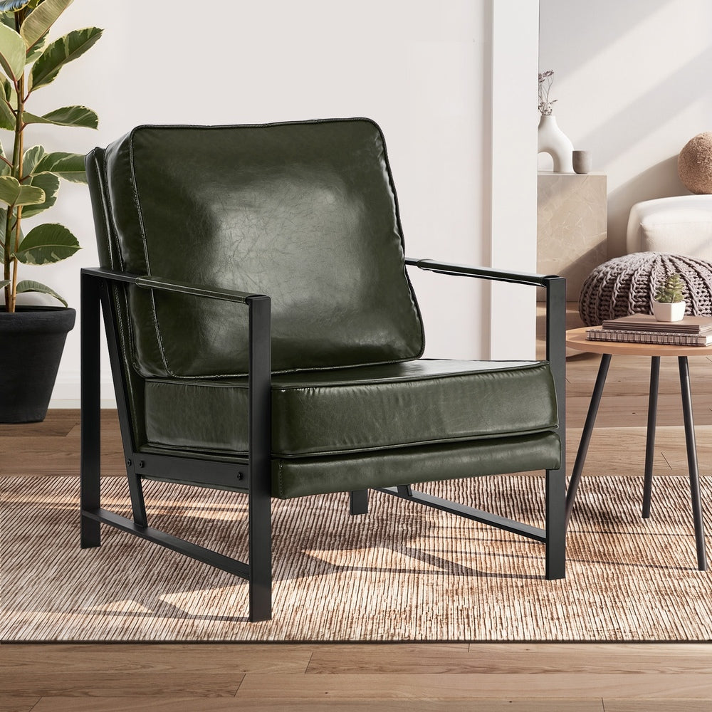 Green Faux Leather Armchair 65x71x80cm