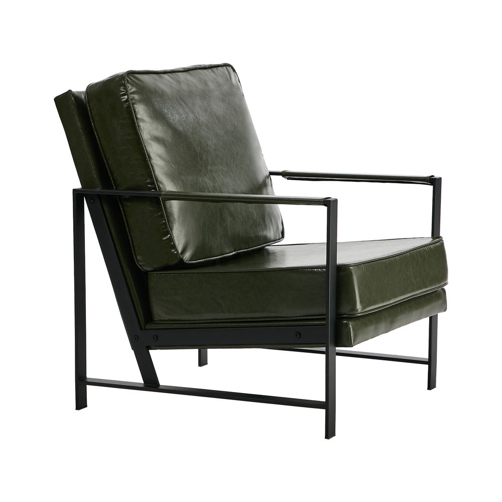 Green Faux Leather Armchair 65x71x80cm