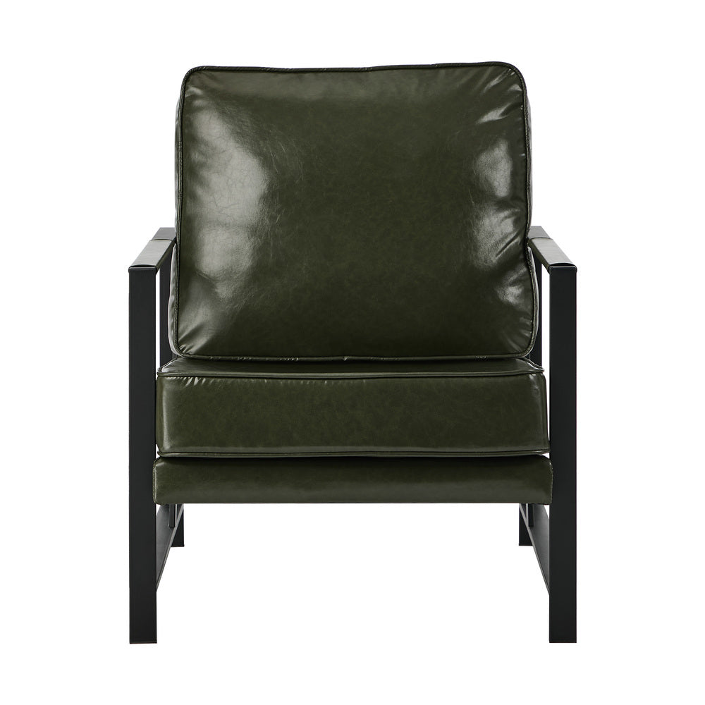 Green Faux Leather Armchair 65x71x80cm