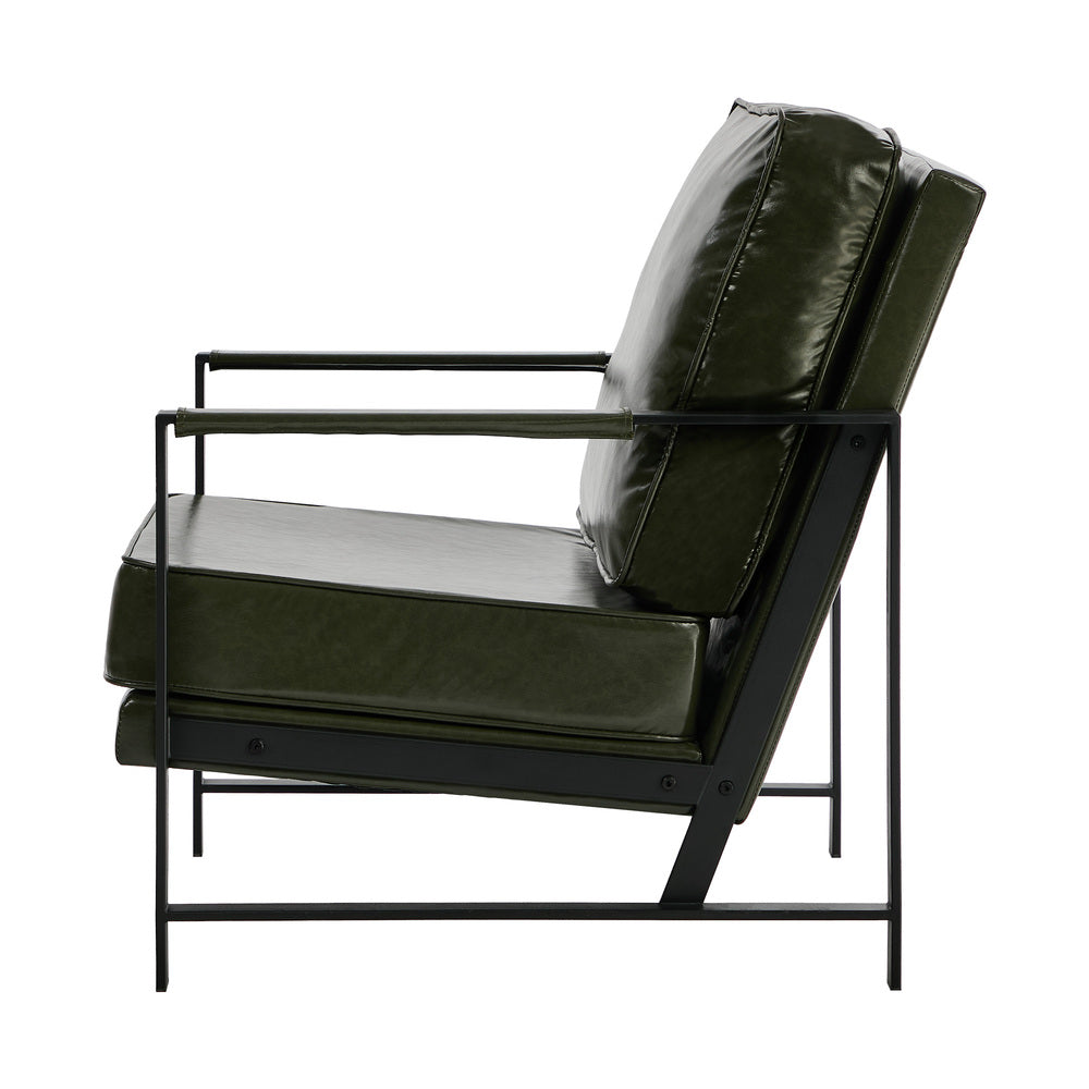 Green Faux Leather Armchair 65x71x80cm