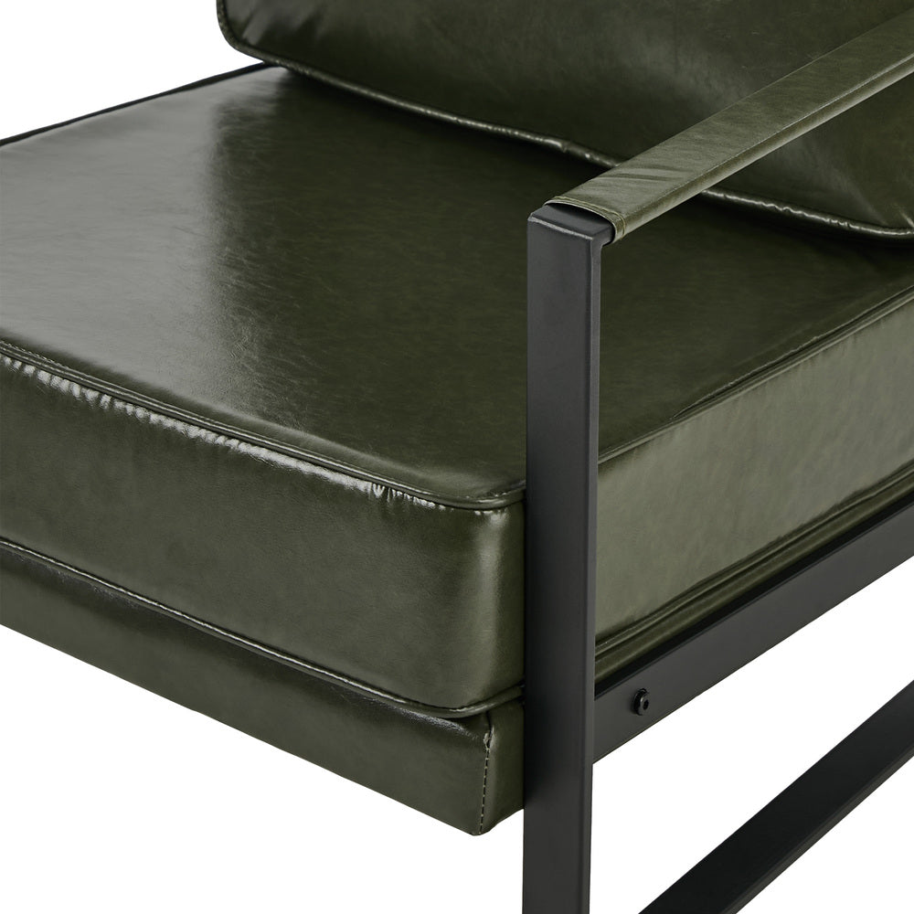 Green Faux Leather Armchair 65x71x80cm