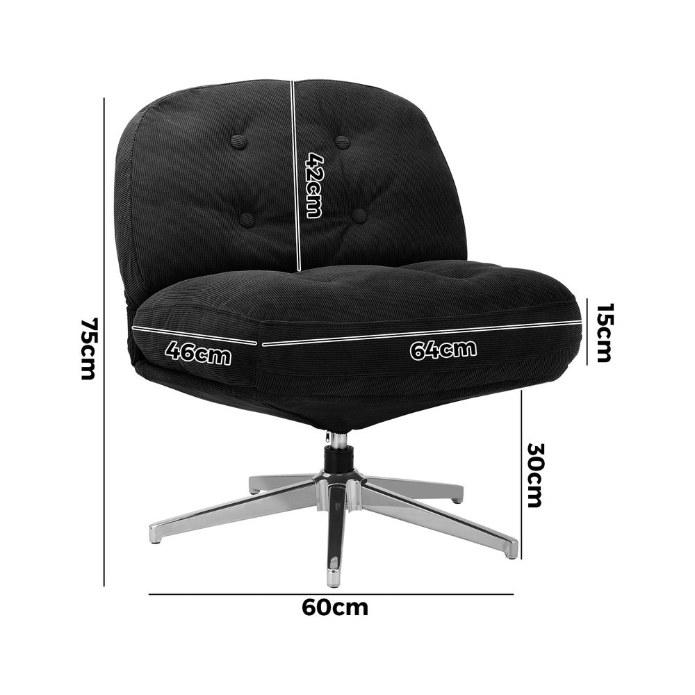 Armchair Swivel Lounge Chair Padded Polyester Black/Green/Boucle White