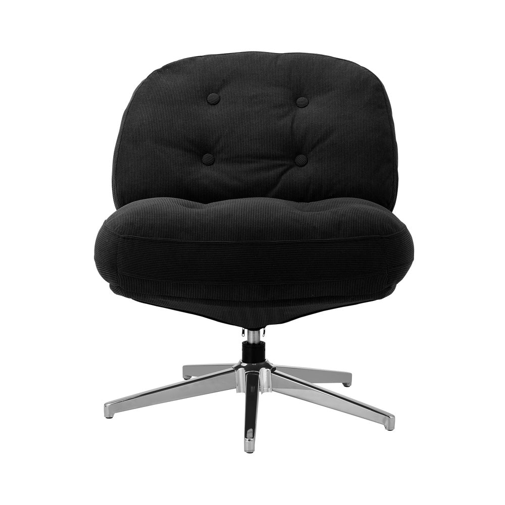 2x Armchair Swivel Chair Padded Accent Chairs Polyester Black