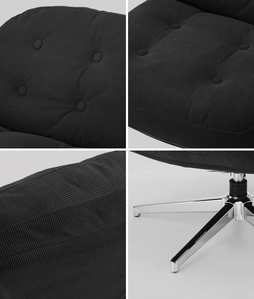 2x Armchair Swivel Chair Padded Accent Chairs Polyester Black