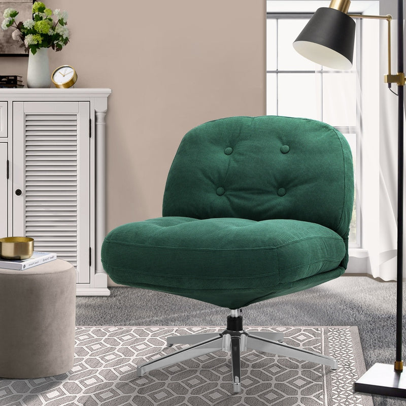 Armchair Swivel Lounge Chair Padded Polyester Black/Green/Boucle White, ed sd table 4