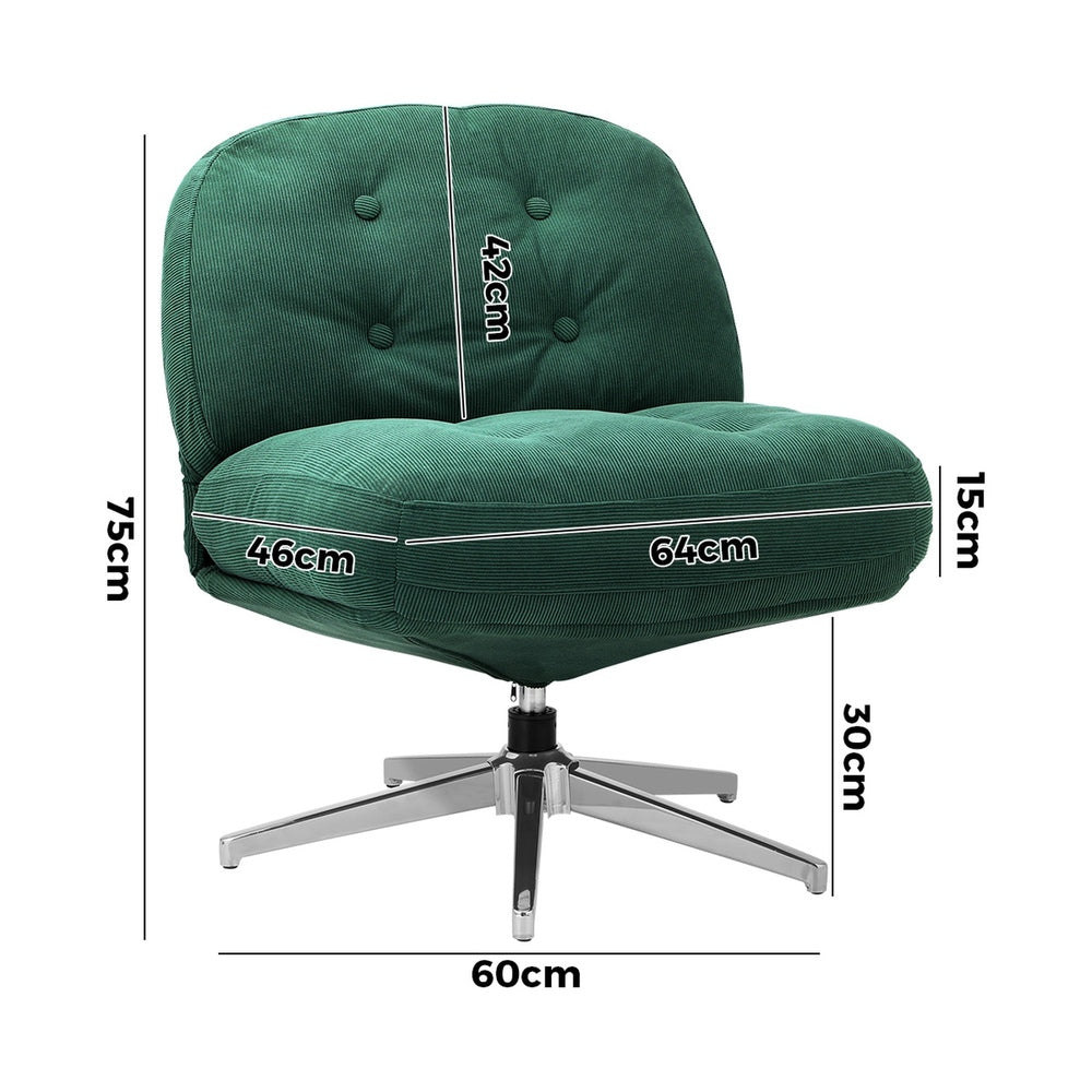 Armchair Swivel Lounge Chair Padded Polyester Black/Green/Boucle White