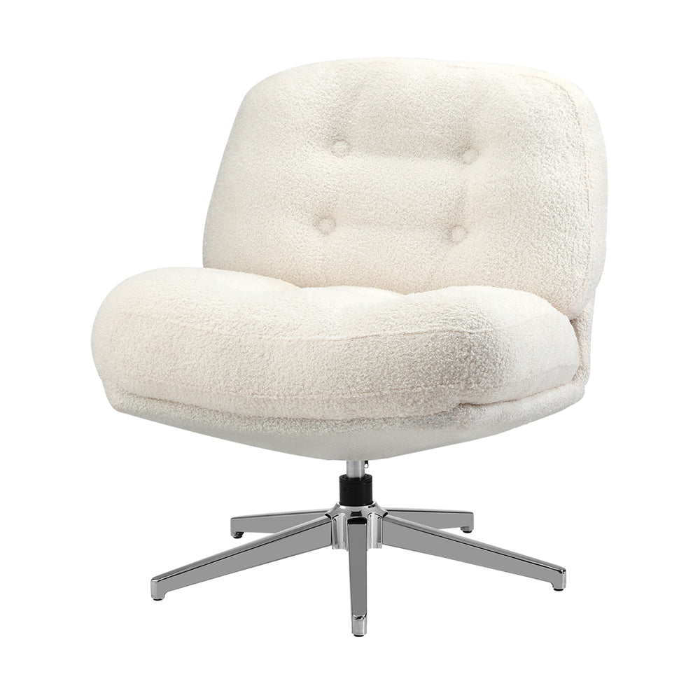 Armchair Swivel Lounge Chair Padded Polyester Black/Green/Boucle White