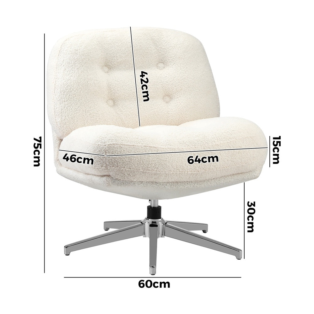 Armchair Swivel Lounge Chair Padded Polyester Black/Green/Boucle White