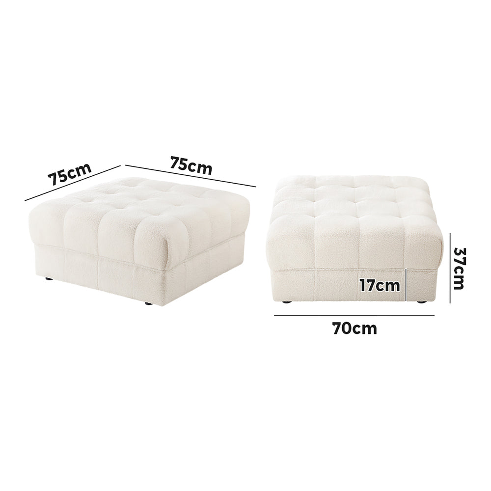 1 Seater Boucle Modular Ottoman Lounge Chair Armless White
