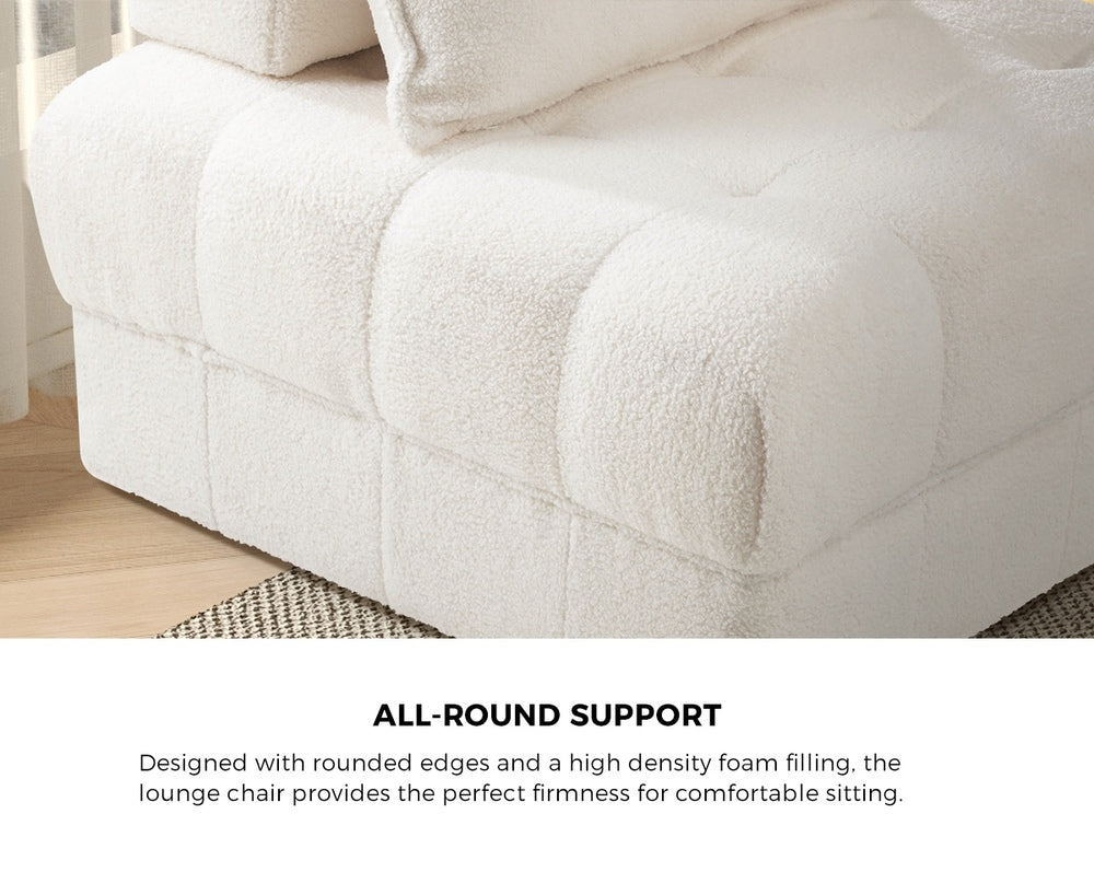 3-Seater Boucle Modular Sofa Lounge Chair Armless White for Living Room