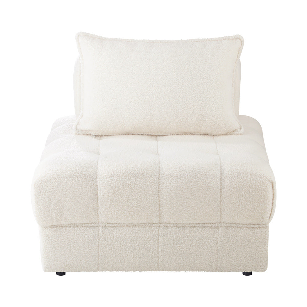 4-Seater Boucle Modular Sofa Lounge Chair Armless White Modern Living Room