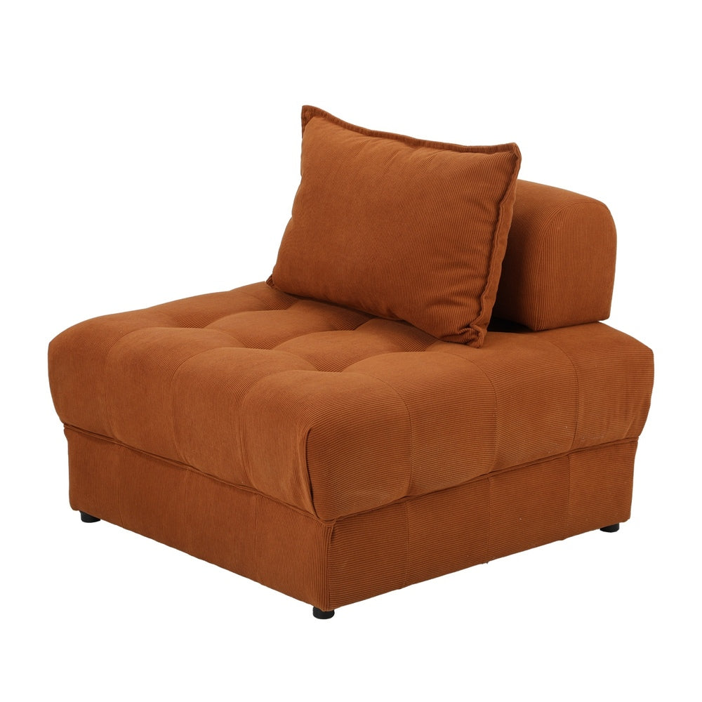 1 Seater Velvet Modular Sofa Lounge Chair with Backrest Brown
