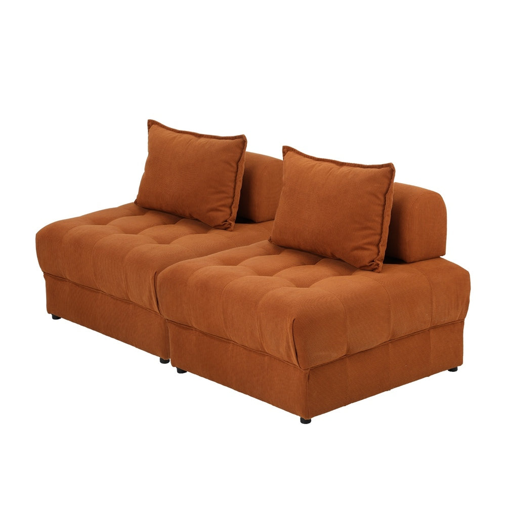 2/3/4 Seater Velvet Modular Sofa Lounge Chair with Backrest Brown