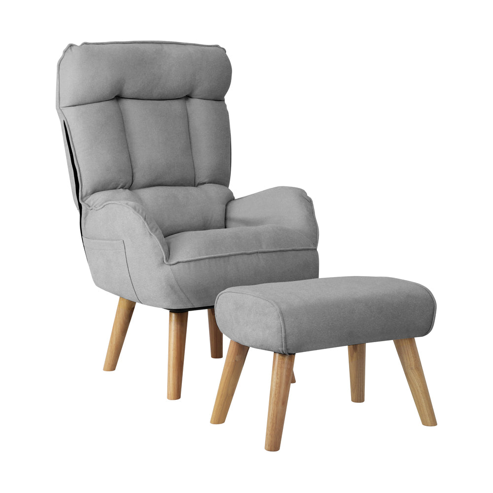 360 Swivel Recliner Armchair Lounge with Stool Fabric/Sherpa