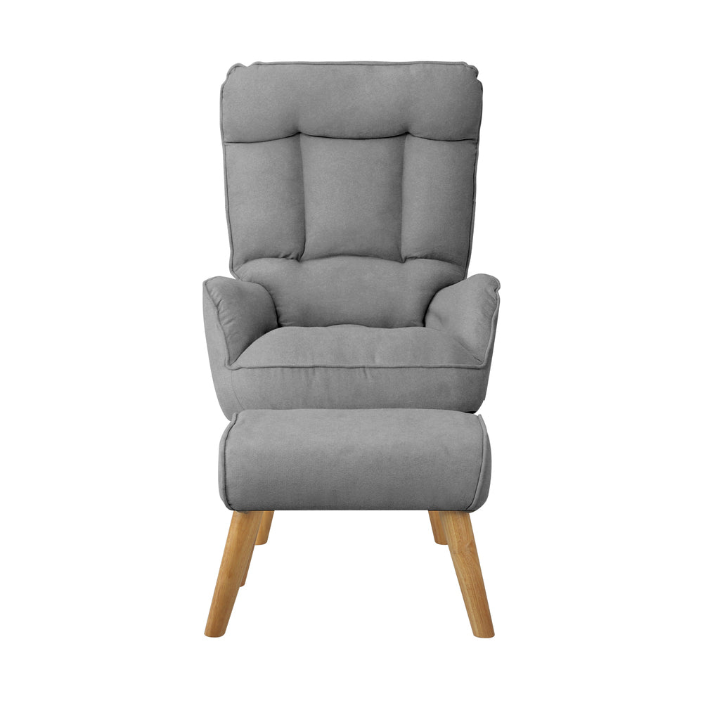 360 Swivel Recliner Armchair Lounge with Stool Fabric/Sherpa