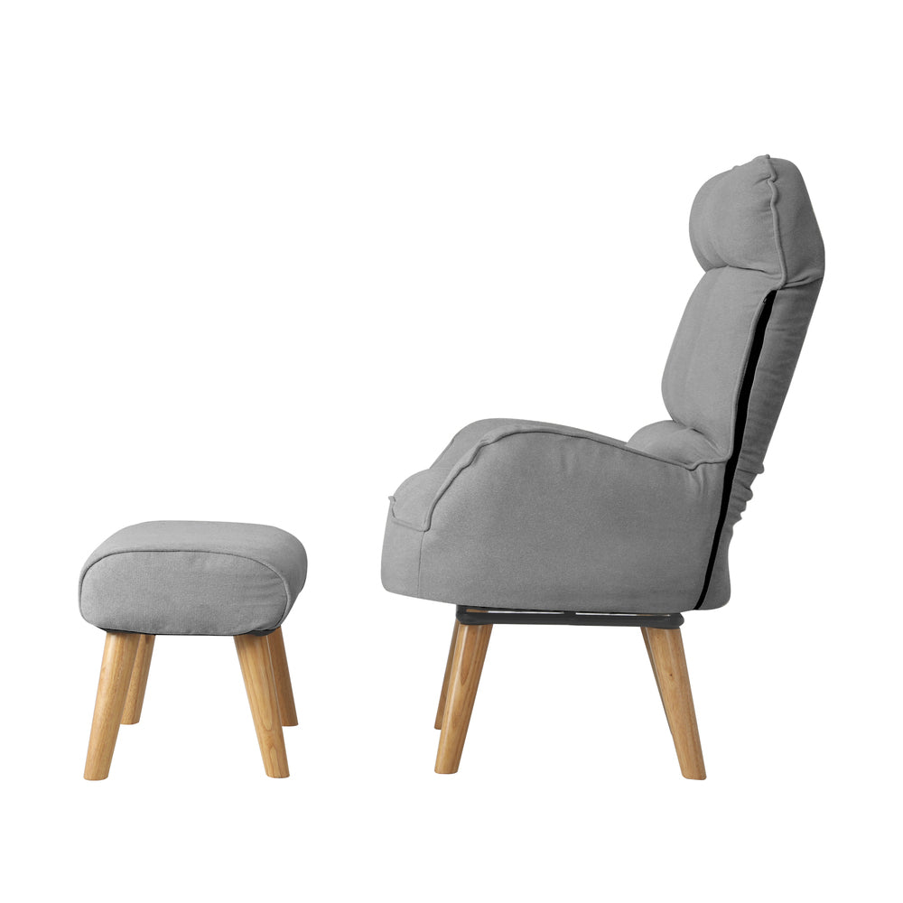 360 Swivel Recliner Armchair Lounge with Stool Fabric/Sherpa