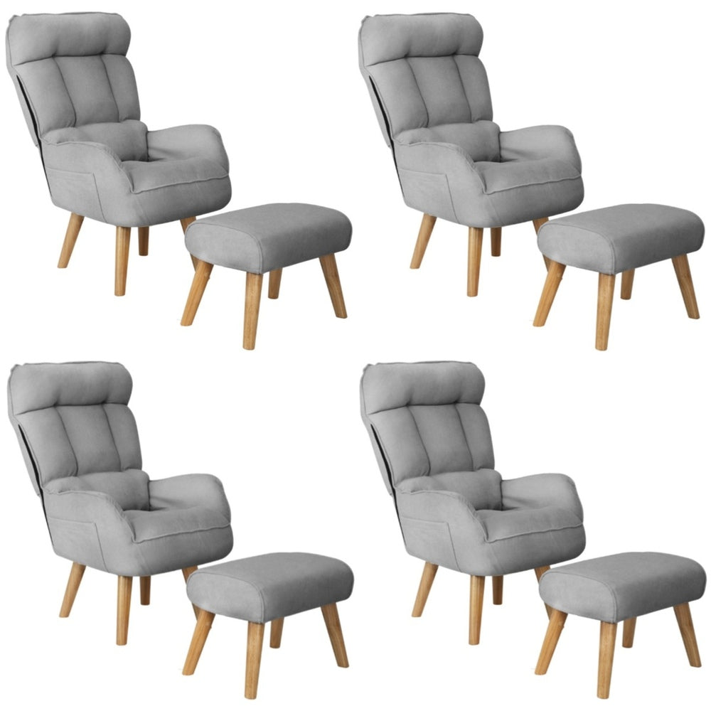 360 Swivel Recliner Armchair Lounge with Stool Fabric/Sherpa