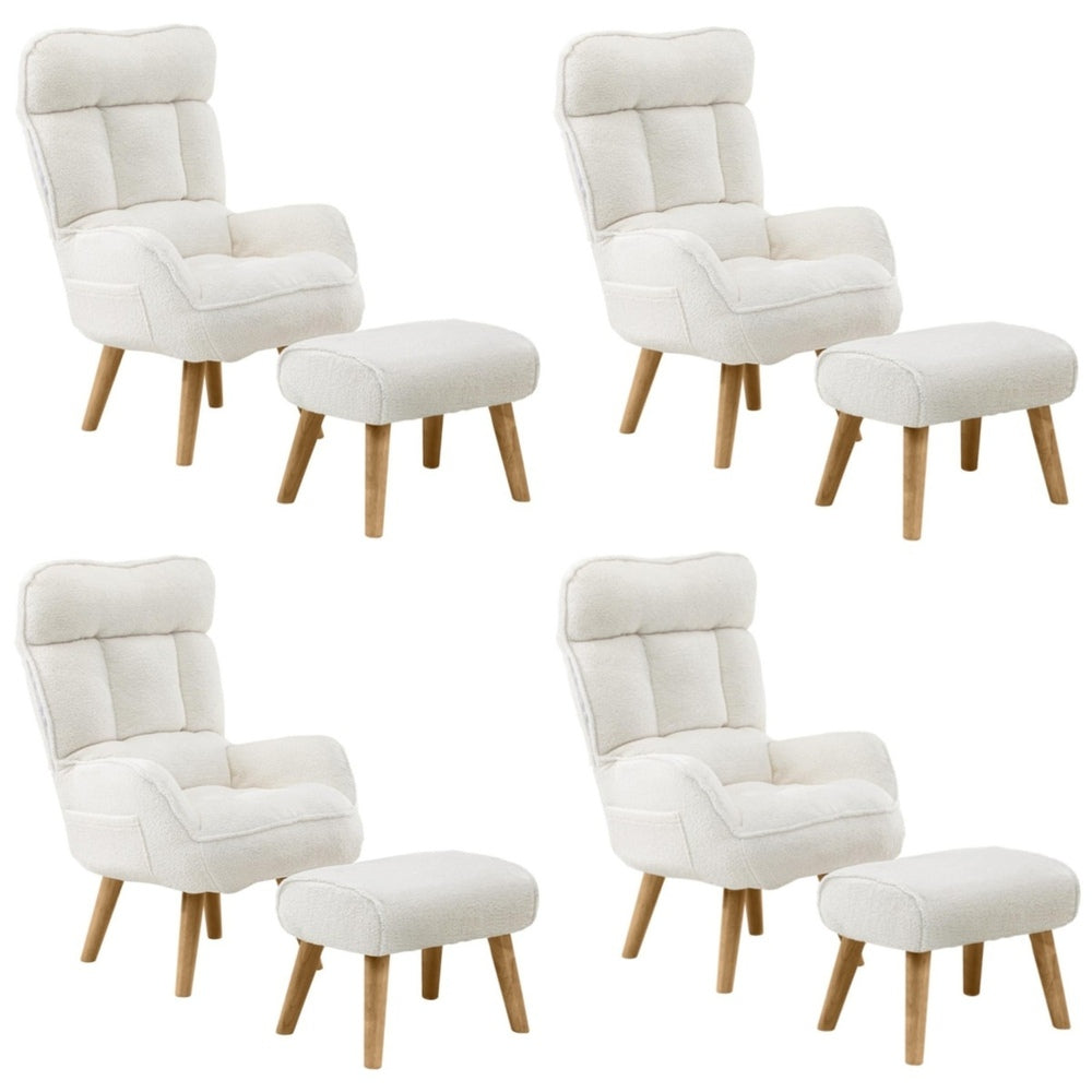 360 Swivel Recliner Armchair Lounge with Stool Fabric/Sherpa