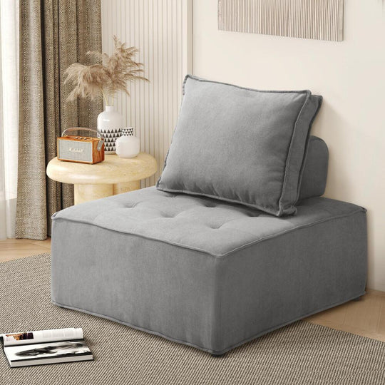 Armless Sofa with Adjustable Back Modular Lounge Chair Grey