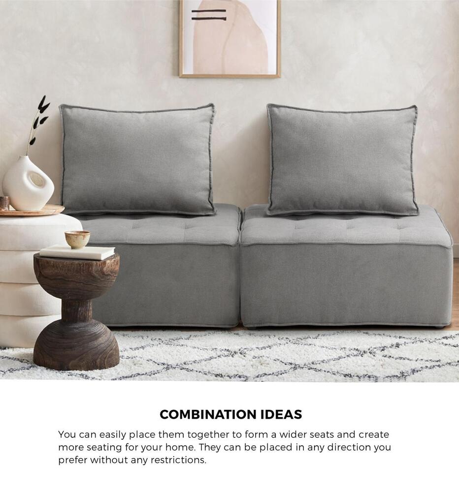 Armless Sofa with Adjustable Back Modular Lounge Chair Grey 1PC