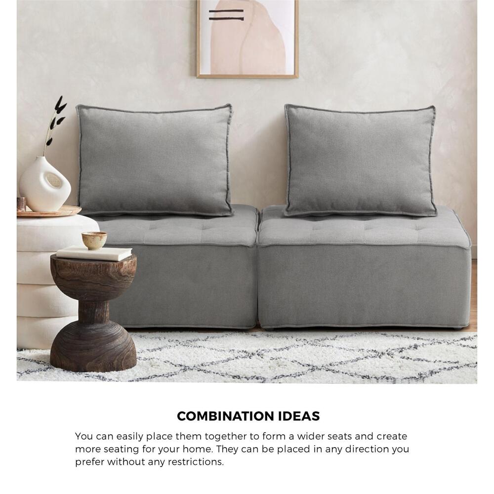 Armless Sofa with Adjustable Back Modular Lounge Chair Grey 1PC