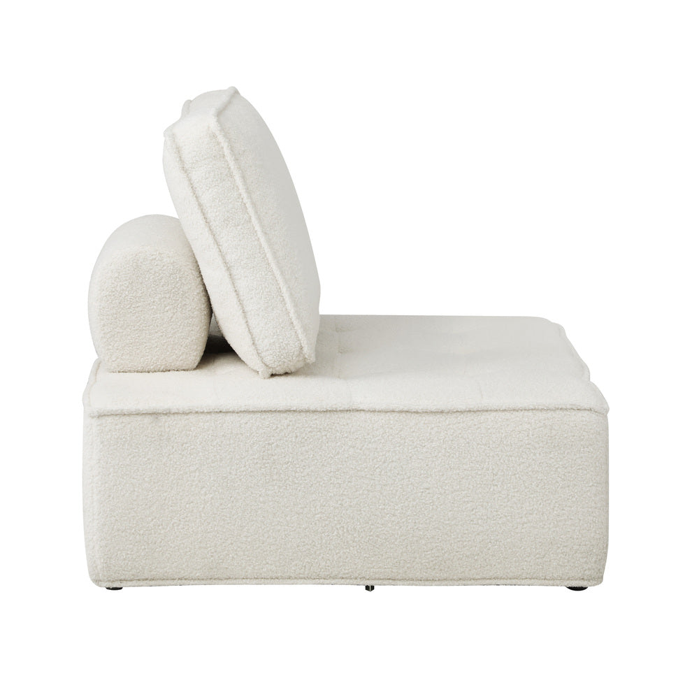 2PCS Modular Sofa Lounge Chair Armless Adjustable Back Sherpa White