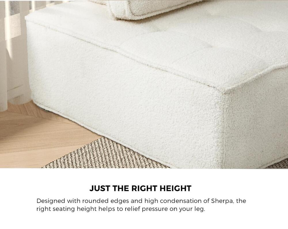 2PCS Modular Sofa Lounge Chair Armless Adjustable Back Sherpa White