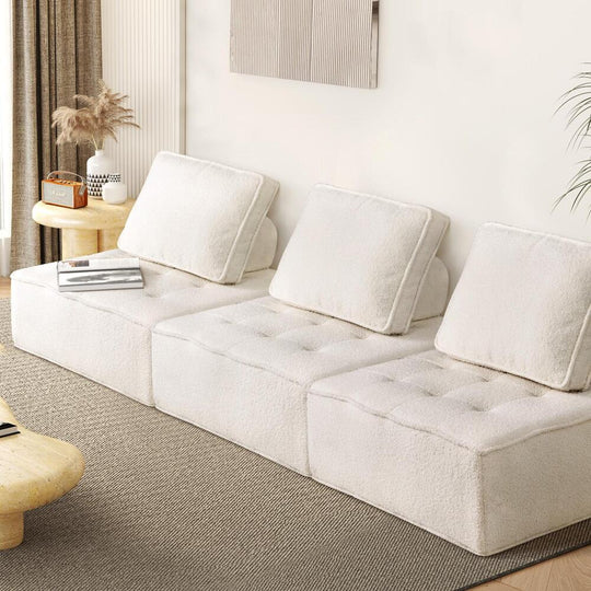Modular Sofa Lounge Chair Armless Adjustable Back Sherpa