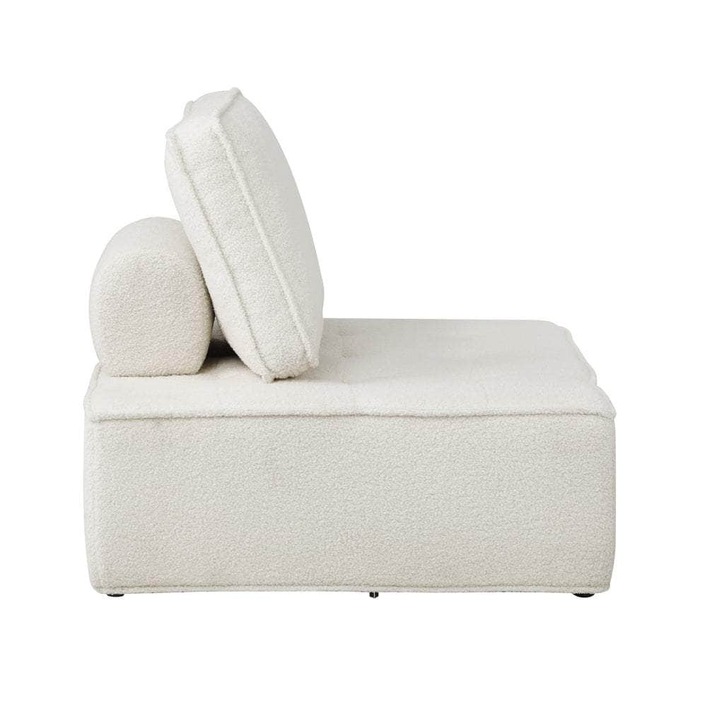Modular Sofa Lounge Chair Armless Adjustable Back Sherpa White