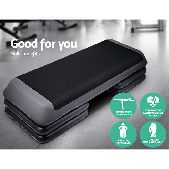 3 Level Aerobic Step Exercise Stepper 110Cm Gym Home Fitness - Everfit Block Bench Aes